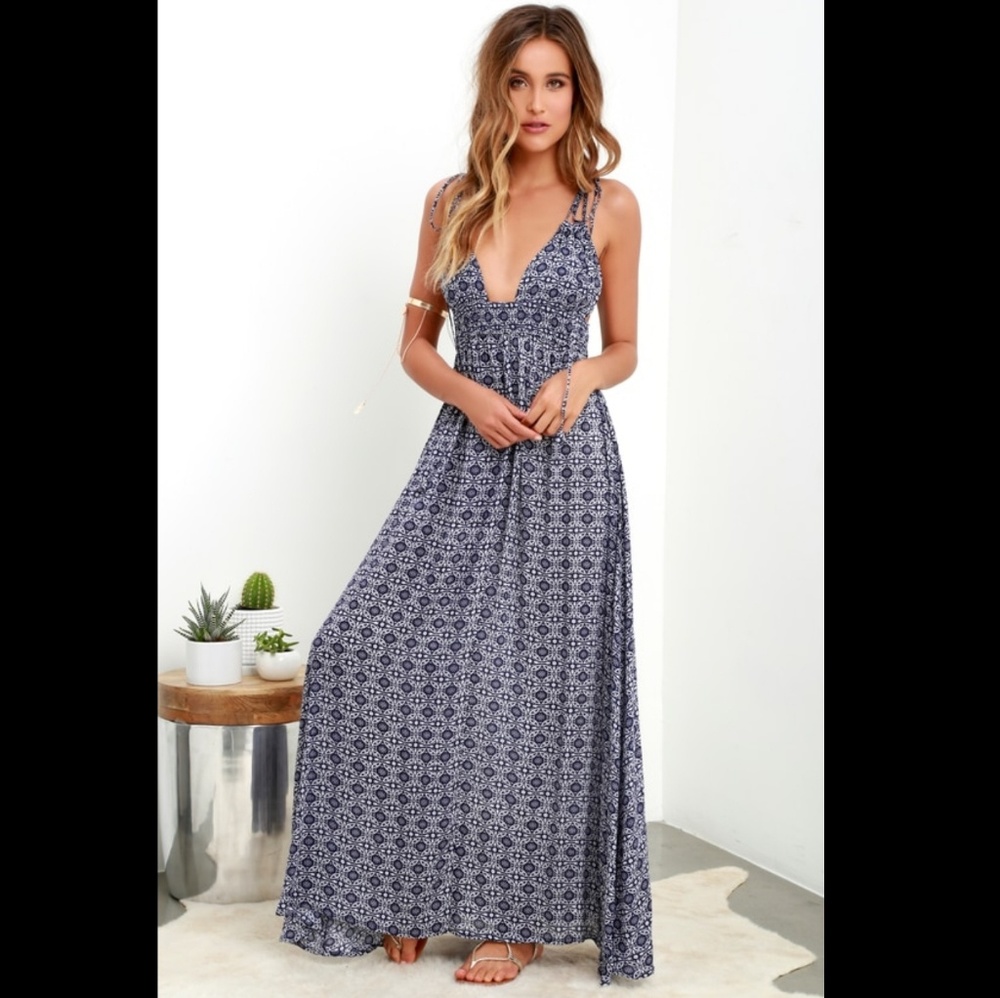 Field Day Navy Blue Print Maxi Dress